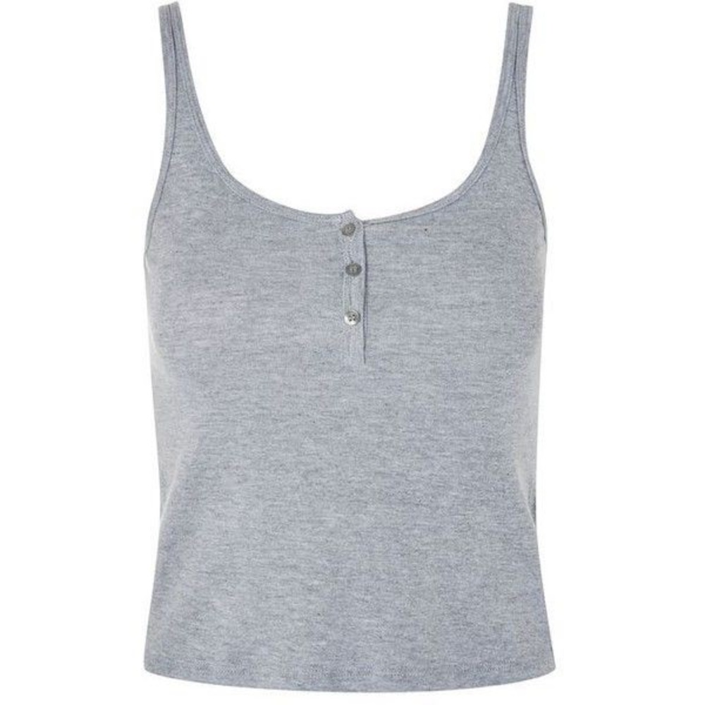 Topshop Button Down Cropped Tank Top - Picture 2 of 5